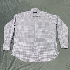 David Donahue Shirt Adult Extra Large Purple Plaid Dress Button Up Casual Men’s